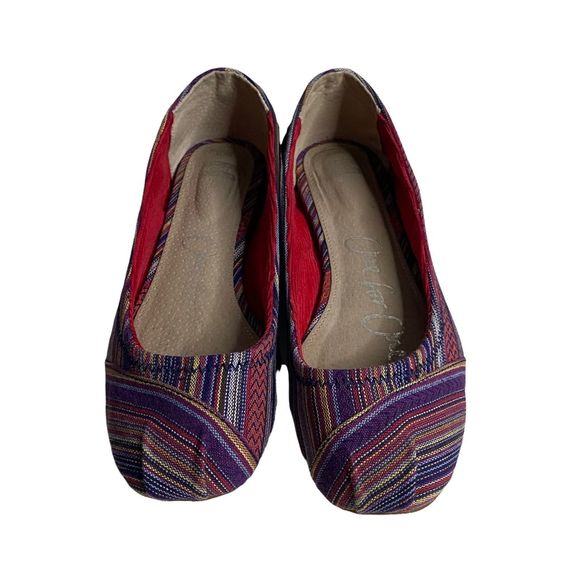 Toms Women's Lina Stripe Ballet Flat Shoes - Picture 1 of 8
